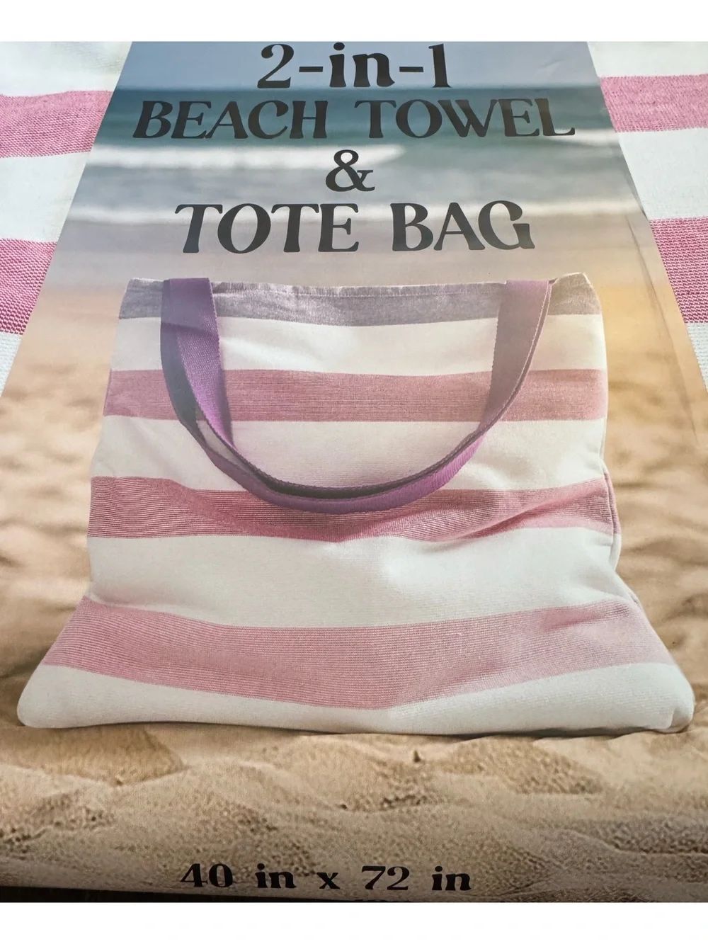 2 n 1 beach towel, and tote bag. 100% cotton 40” x 72” NWT